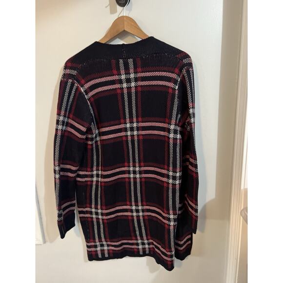 MOON & MADISON Windowpane Plaid Open Knit Cardigan Sweater—SZ. Small - Picture 3 of 7